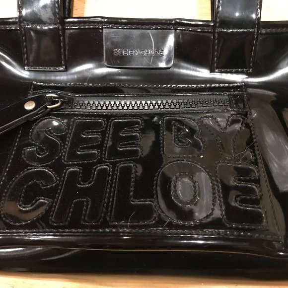 SEE BY CHLOE-patent vinyl small tote- EUC! - Picture 2 of 5